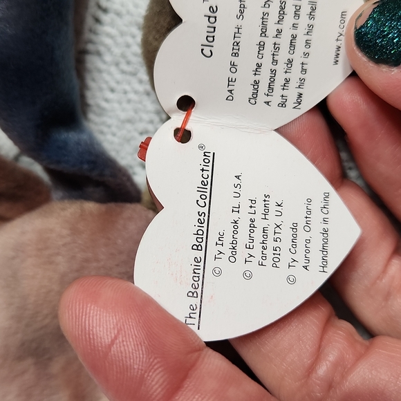 🕸Vintage Ty Beanie Baby Original Claude Tie Dye Crab 1996 - Picture 9 of 11